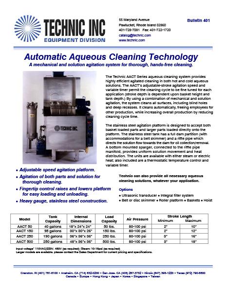 Technic Aqueous Cleaning Equipment