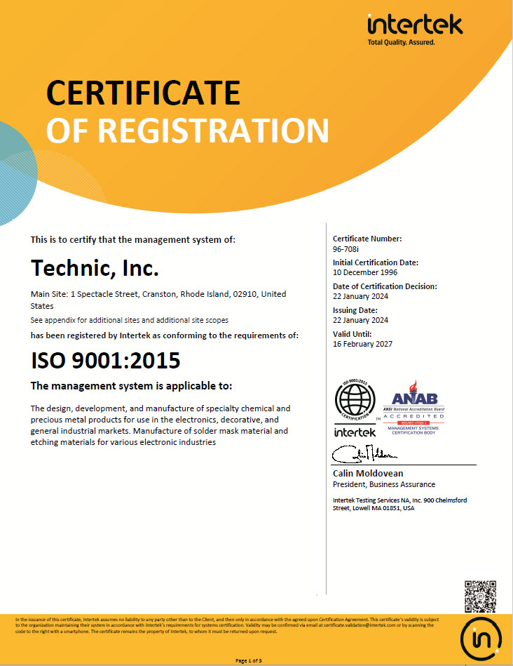 Technic ISO Certification