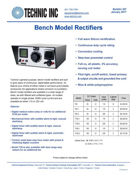 Bench Model Rectifier Systems